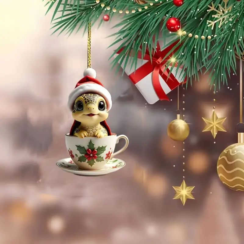 Amazon transfronterizo nuevo acrílico plano personalidad creativa adorable tortuga decoración árbol de Navidad decoración para el hogar image 2