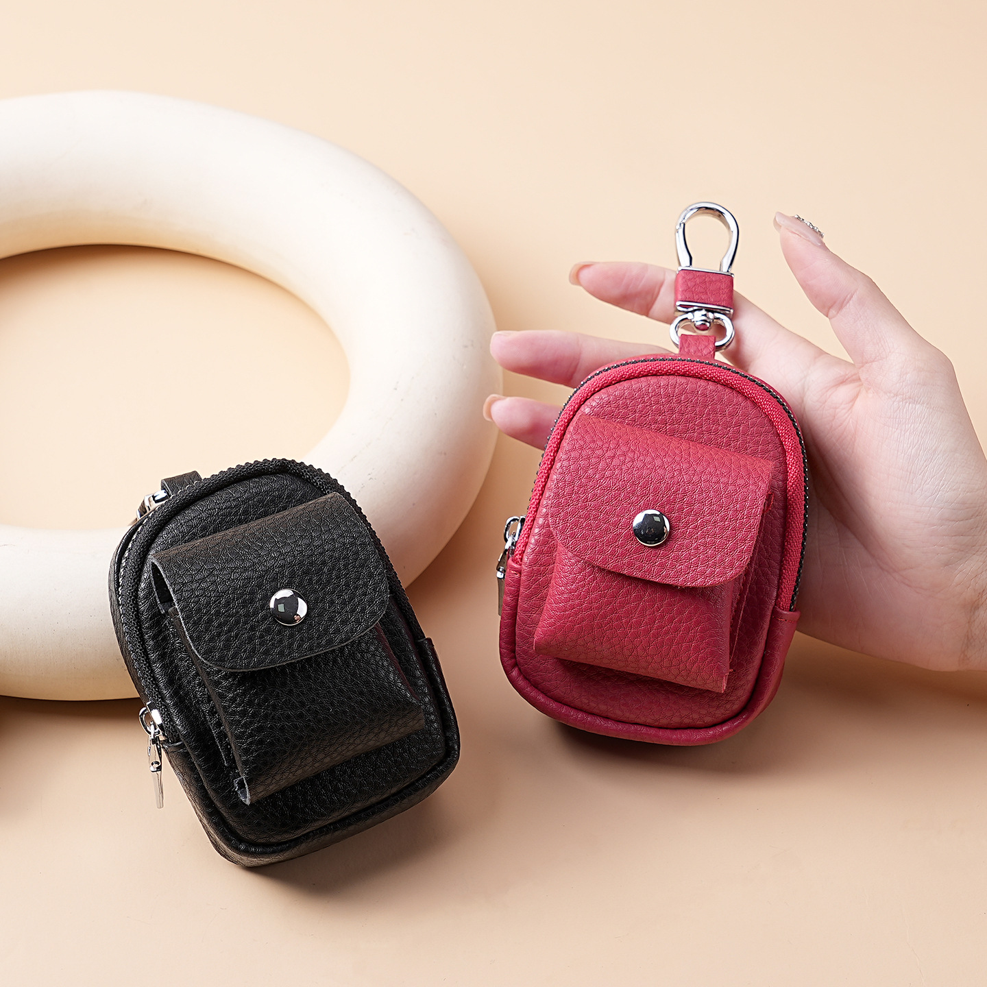 Nuevo mini cintura portable bolso de llaves para hombres casuales portable bolso de almacenamiento de auriculares compacto monedas bolso de cambio mujer