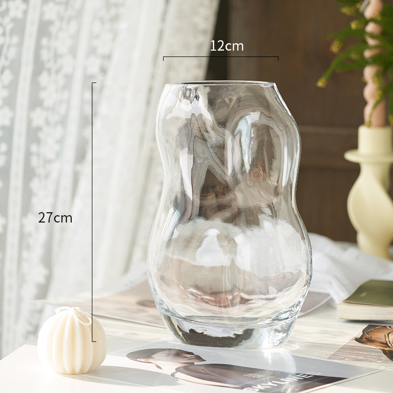 Moderno simple jarrón de vidrio transparente Luz de lujo sala de estar mesa de comedor arreglo floral decoración hidropónico decoración de flores artesanías