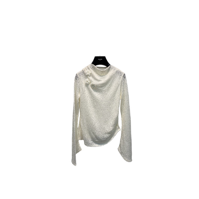Socialite-Style Chanel-Inspired Three-Dimensional Floral Wool Knit Sweater with a Unique Design and Creamy Lace Top