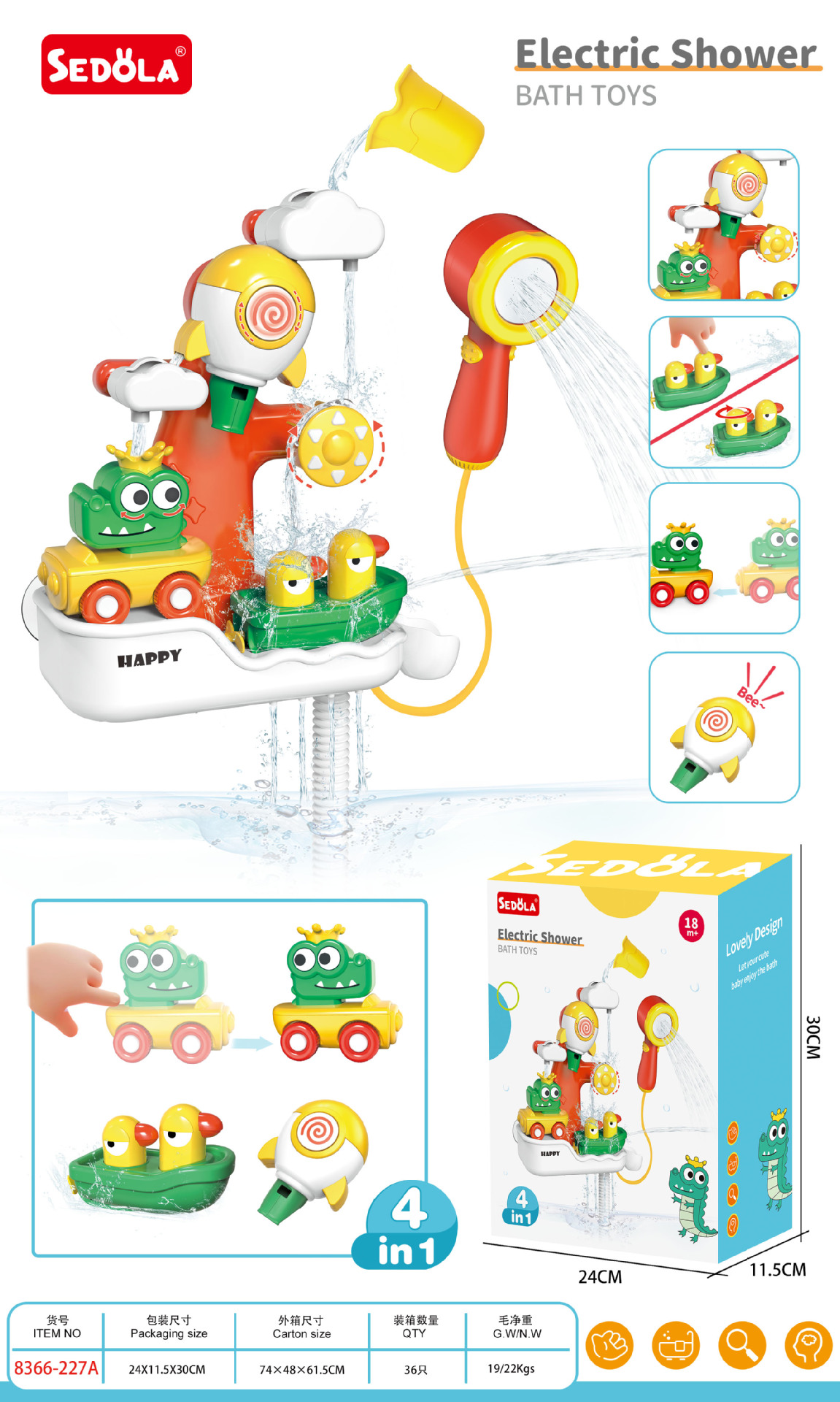 Ducha combinada 4 - en - 1 (con ducha)