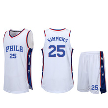 费城76人队篮球服套装男定制印字西蒙斯恩比德球衣篮球比赛队服