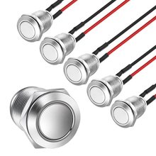 12MM金属按钮开关自复位平头高头按键开关带线防水按钮开关