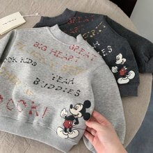 儿童卫衣2025冬季新款童装男童女童加绒保暖卡通字母宝宝休闲上衣