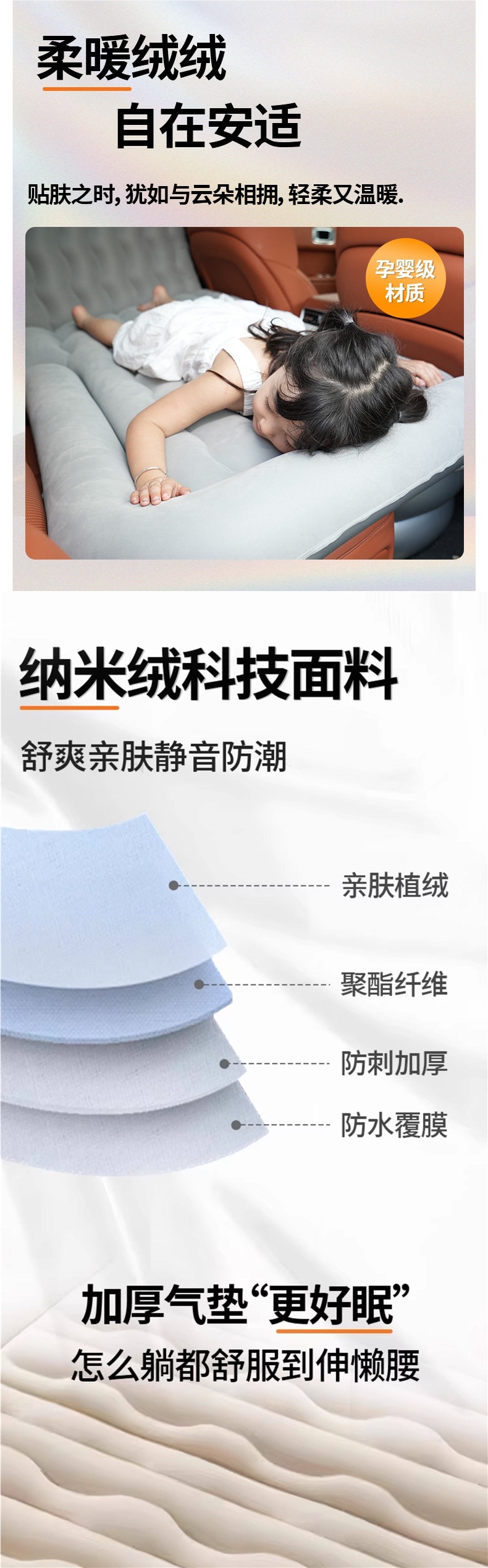 Car Mattress, Rear Seat Sleeping Pad, Car Bed, Trunk-Specific Inflatable Bed, Foldable Sleeping Gadget, Small Bed