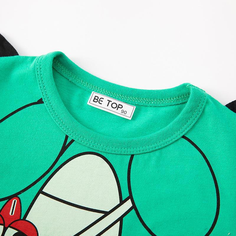 Personalizado be top ropa infantil camiseta de manga corta dibujos animados tridimensionales dinosaurios de media manga algodón de verano cuello redondo muestra