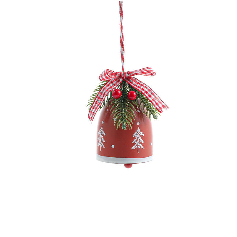 Nuevo hierro forjado de Navidad arco campana de viento colgante de árbol de Navidad colgante de pared colgante de fruta roja decoración colgante