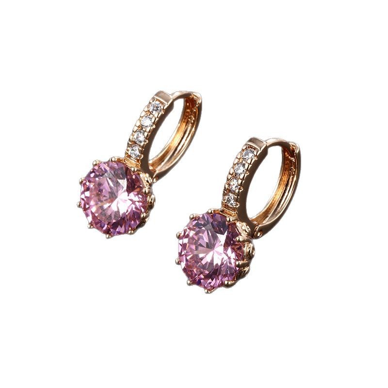 Xuping Pendientes de circón con incrustaciones de temperamento transfronterizo europeo y americano Pendientes de oro de 18 quilates de cobre de diamantes completos simples y de moda para mujer