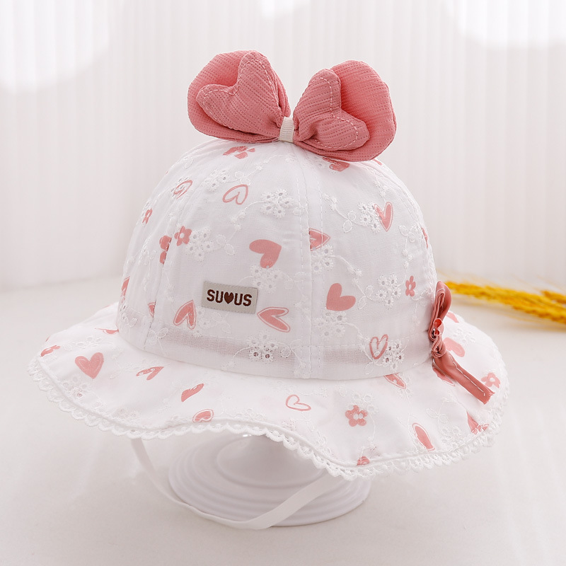 Sombreros de bebé de primavera y otoño delgados sombreros de pescadores de bebés lindos arcos sombreros de bebés sombreros de sombreros de niñas
