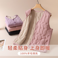 ウール保温ベスト女性秋冬にベルベットを厚くして制服の神器ベストダウン綿のベストを着る