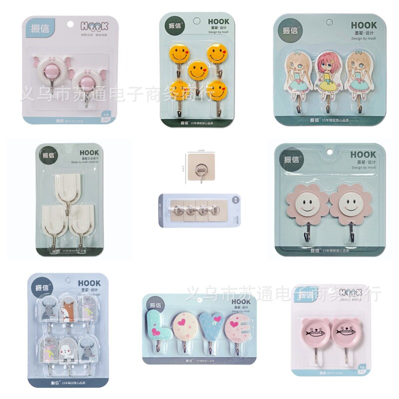 x Zhenxin Adhesive Hook Wholesale Creative Clothes Hook Plastic Hook Nordic Simple Adhesive Hook Door Rear Kitchen Strong Adhesive Hook