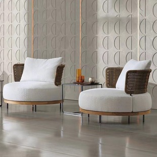 Outdoor Furniture Woven Rattan Sofa Recliner Garden Patio Rattan Chair Hotel Living Room Sofas Cafe Sectional Sofa Chair