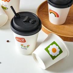 One-time use soy milk cups, milk tea, coffee hot drink paper cups, high-end beverage packing cups with lids, water cups
