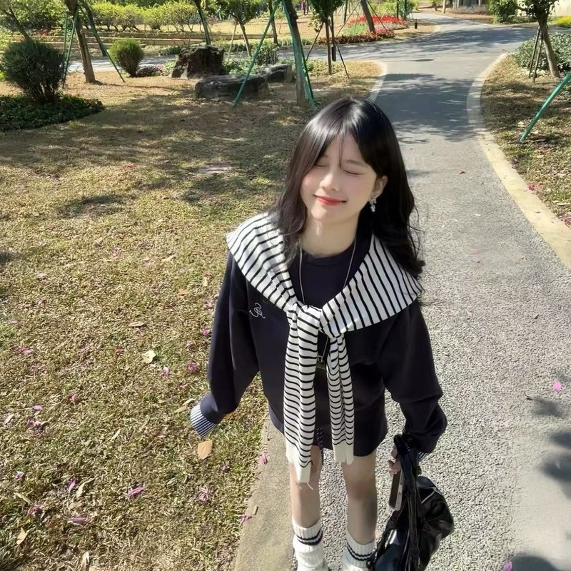 条纹针织小披肩女外搭配裙子小坎肩春秋冬夏季薄款空调房衬衫围巾|undefined