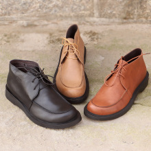休闲高帮鞋男真皮欧美工装大头皮鞋手工头层牛皮圆头厚底大码男鞋
