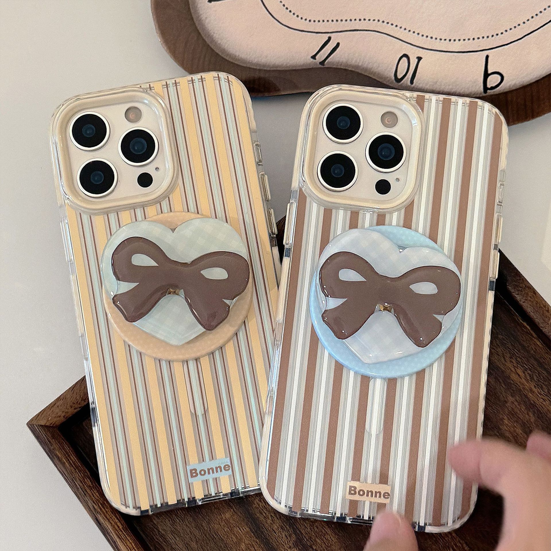 Lazo magnético a rayas retro para Apple 16ProMax funda para teléfono móvil 15Pro simple 14/13 nuevo 14PM