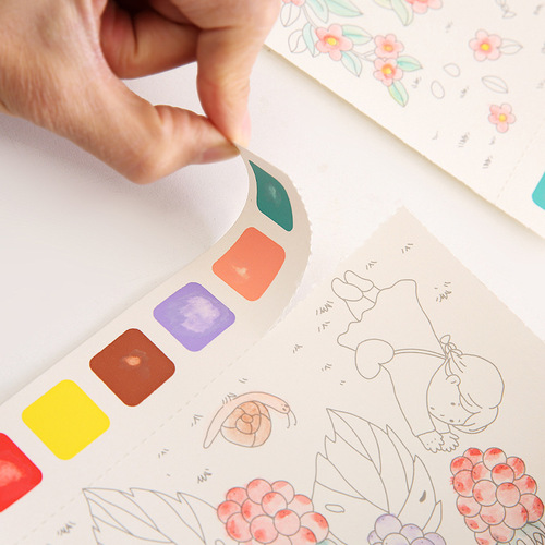 Creative watercolor coloring book, gouache graffiti picture book, cartoon note, children's drawing book, watercolor drawing paper with own pigments