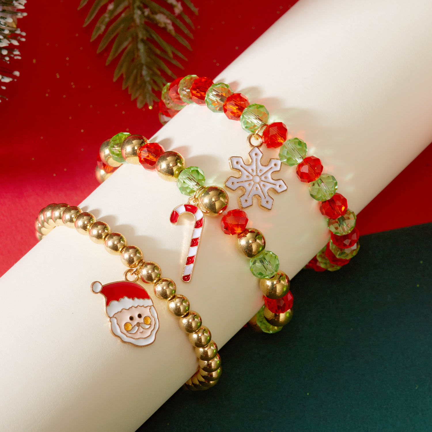 Europa y los Estados Unidos minería transfronteriza joyas de pulseras de Navidad Santa Claus colgante de copos de nieve pulseras elásticas al por mayor