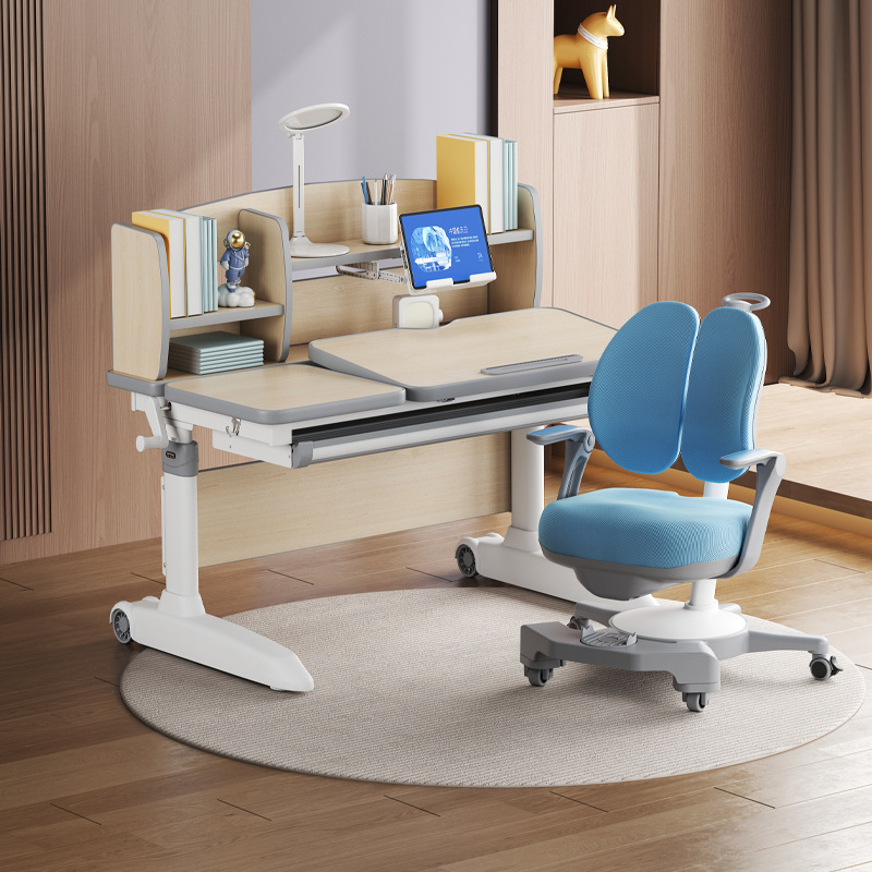 1.0M 표준 원목 테이블 + 블루 의자 세트