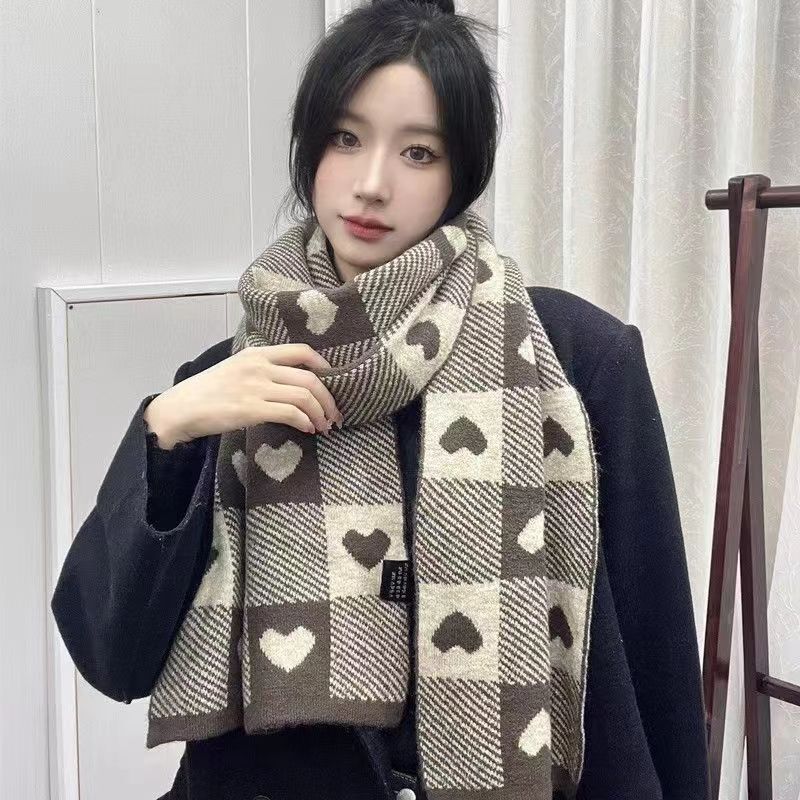 女性用スカーフ、冬用多用途、暖かい、カップル、学生、ネックプロテクター、模造カシミヤニットウール、女の子用スカーフ、男性用高級スカーフ|undefined
