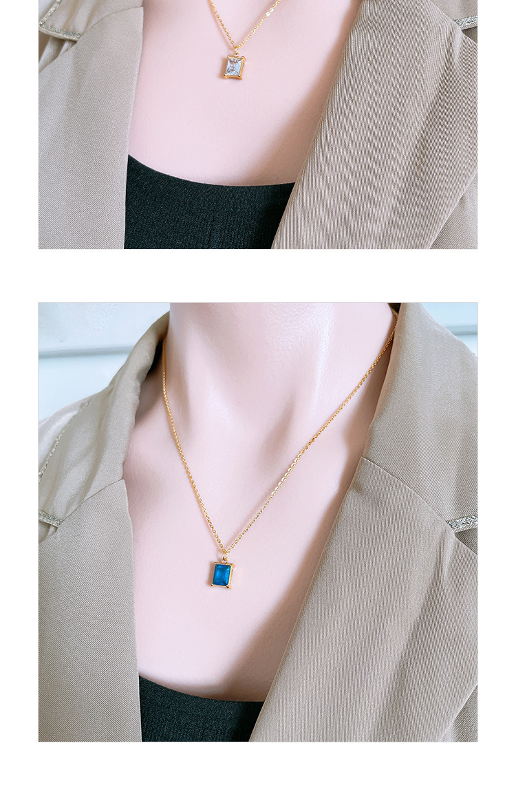 Fashion Geometric Titanium Steel Pendant Necklace Inlay Zircon Stainless Steel Necklaces 1 Piece 1 P