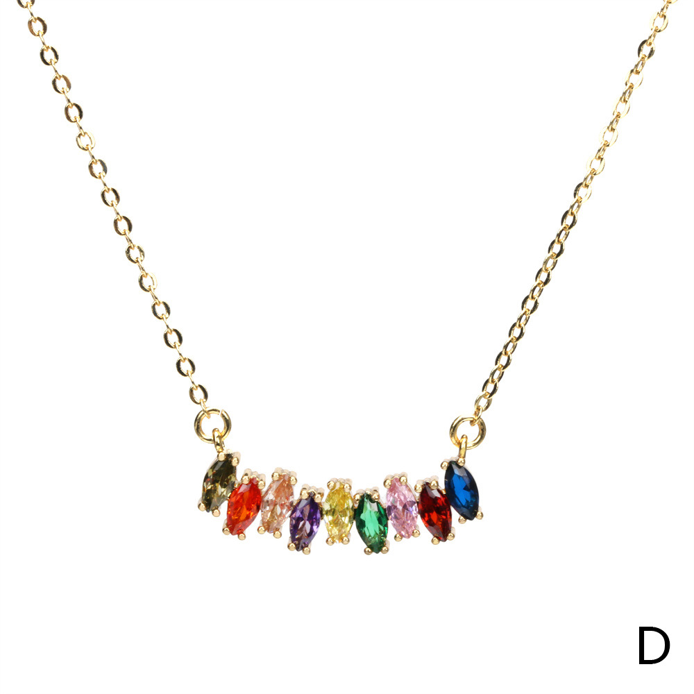 French Style Geometric Copper Pendant Necklace Plating Zircon Copper Necklaces