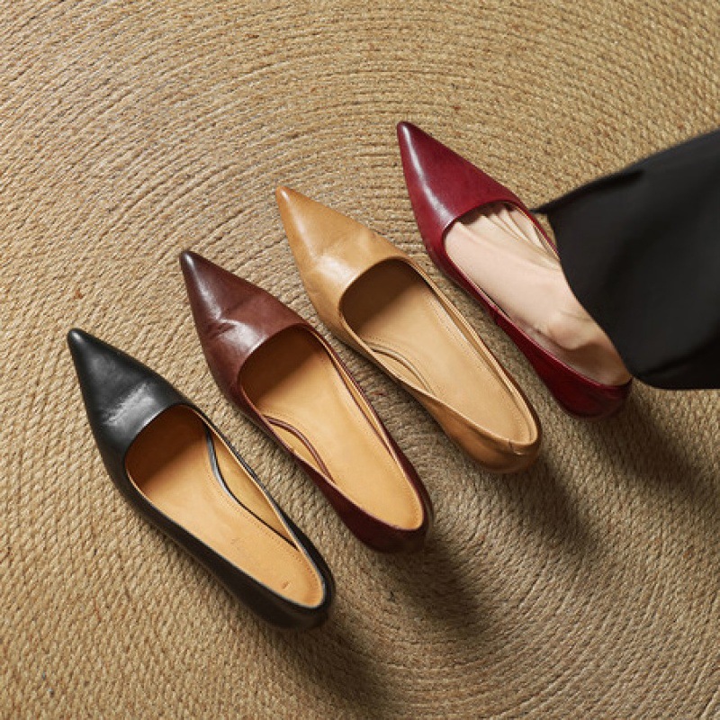 Red high heels pointed-toe heels flat shoes low-cut