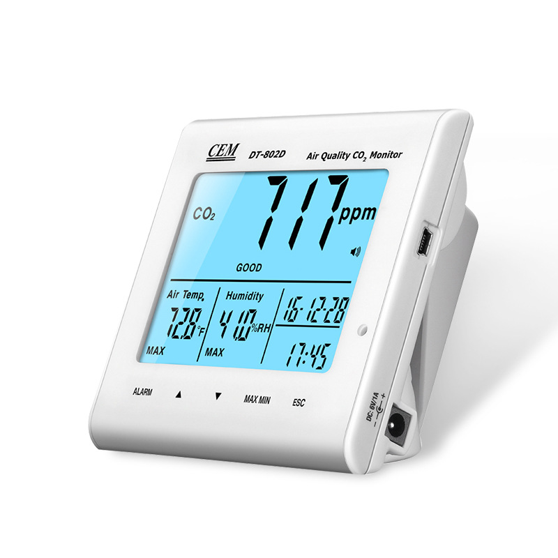二氧化碳检测仪CEM华盛昌DT-802D自动报警室内CO2空气质量监测仪