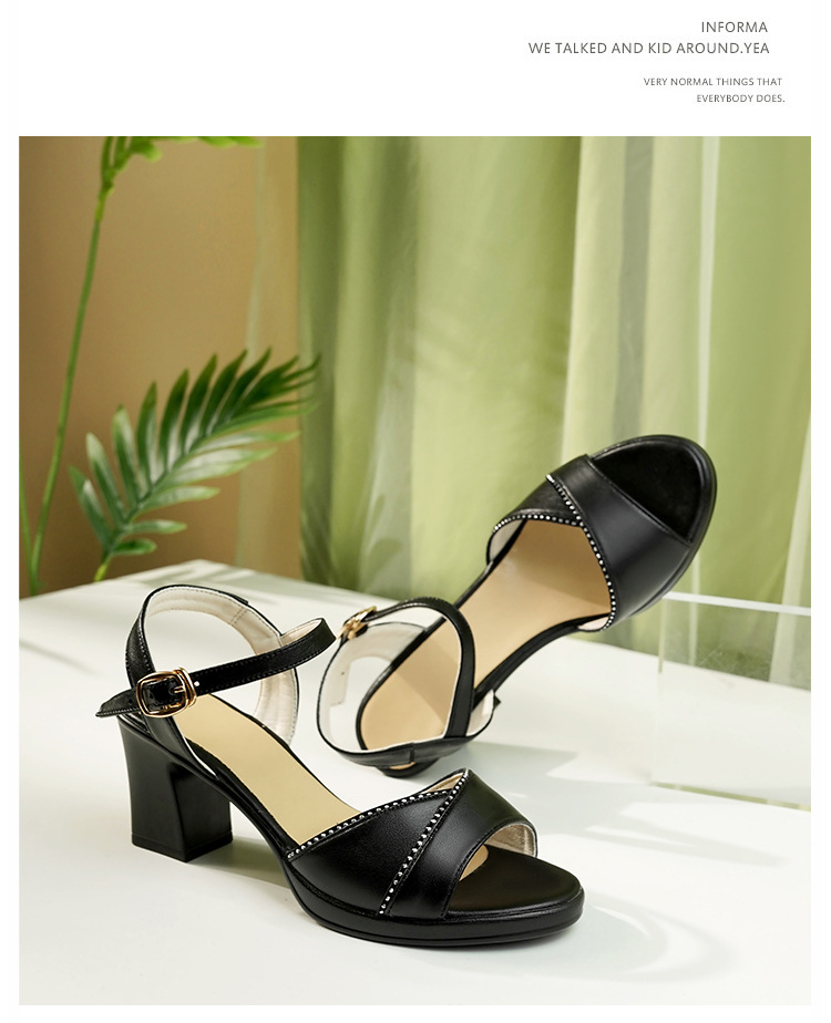Sandal cao gót nữ hở mũi gót dày 7 cm, size lớn 41-43 — đen chi tiết 21