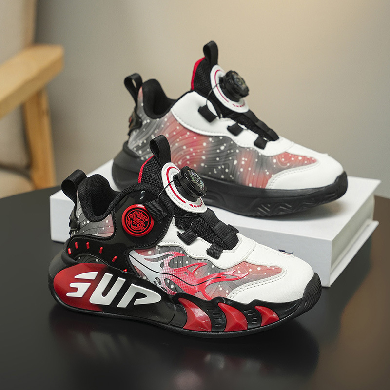 Zapatos para niños otoño 2025 nuevo grupo de baloncesto antideslizante con suela suave zapatos deportivos casuales para niños zapatos de carrera versátiles