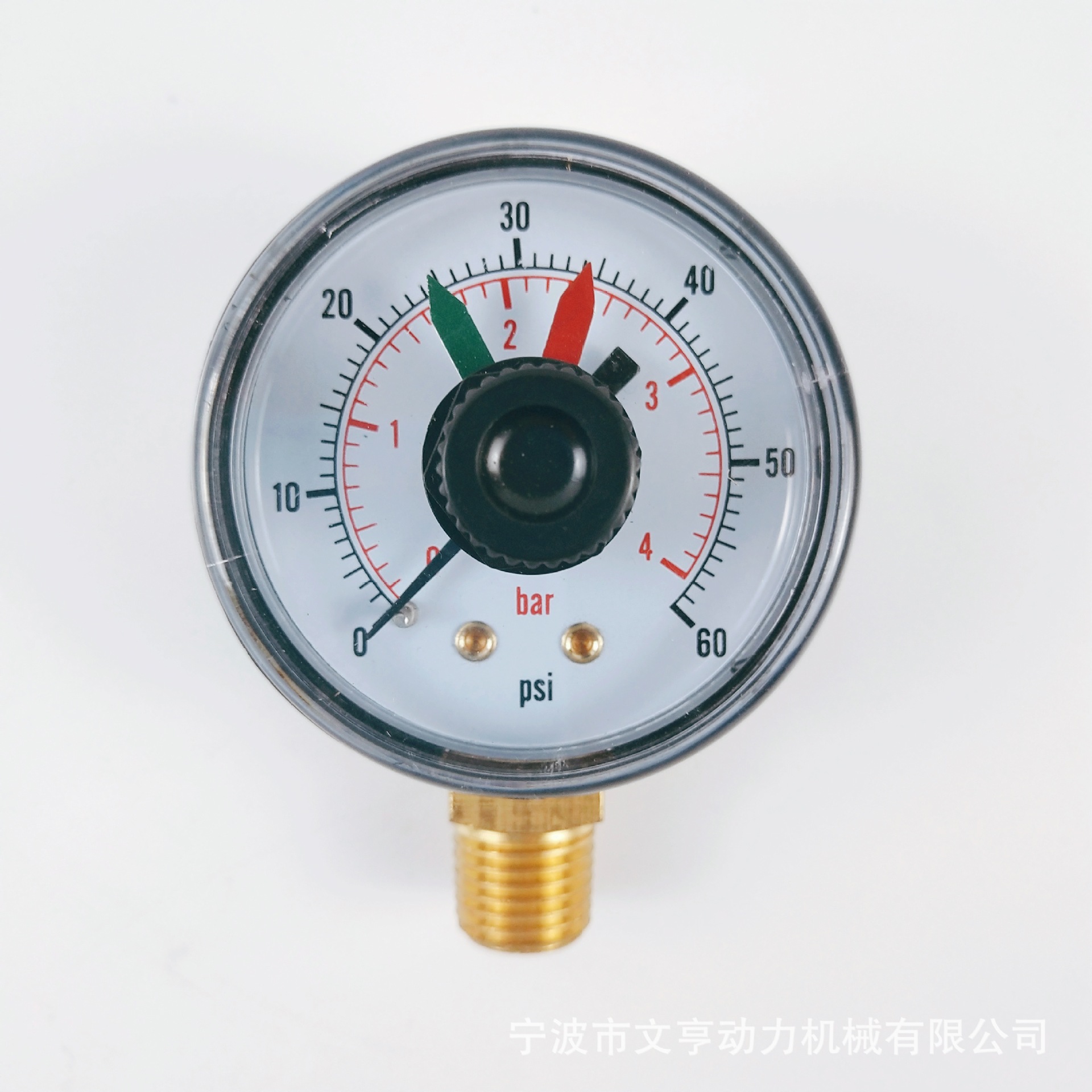 YN50径向带红绿双指针真空精密普通压力表1.6级文亨动力厂家直销