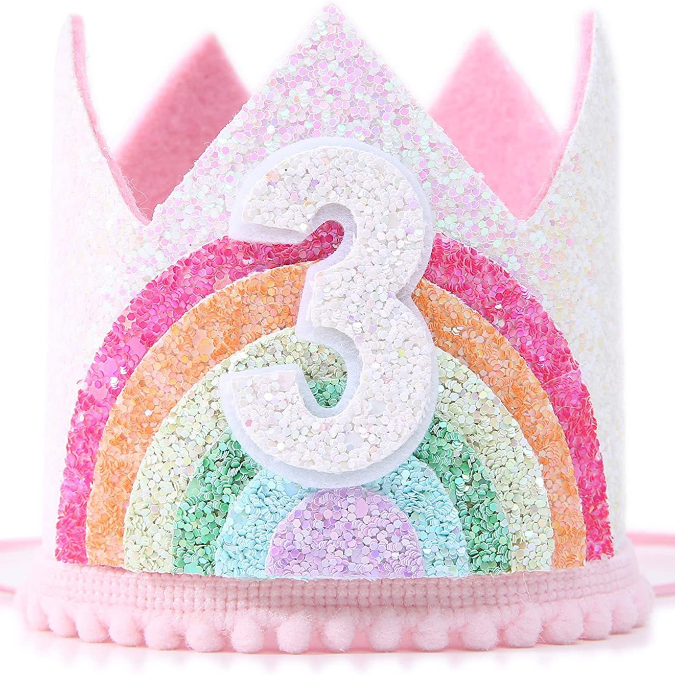 Sombrero de cumpleaños de bebé hecho a mano para niños fieltro Arco Iris tema fiesta de cumpleaños corona accesorios para el cabello para niños