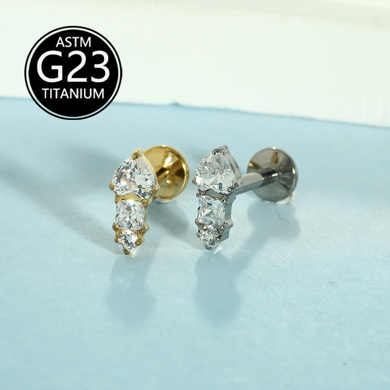 Pointed titanium steel lip stud product view