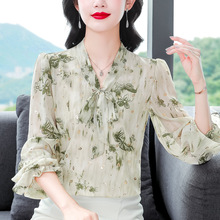 高档精品女装小衫设计感蝴蝶结领显瘦气质衬衫新颖内搭桑蚕丝上衣