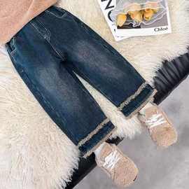 儿童春秋款裤子小童休闲裤男童韩版百搭水洗牛仔裤宝宝复古裤子潮