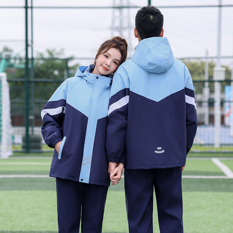 겨울 교복 세트 고등학생 3 대 1 충전 의류 초등학교 스포츠 기모 두껍게 된 수업 옷 3 피스 세트