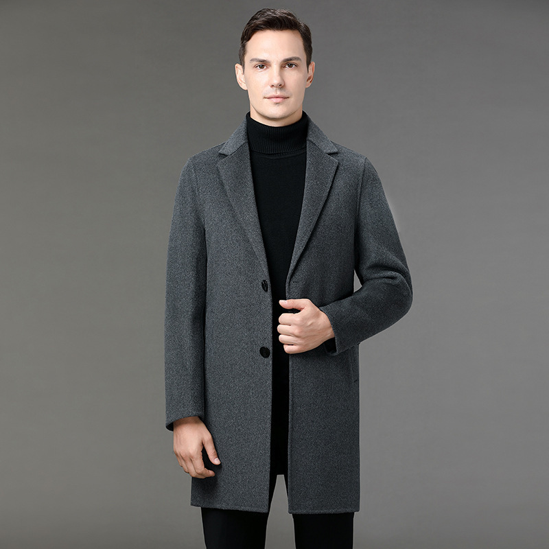 Long classic double-sided cashmere demi-season classic suit jacket