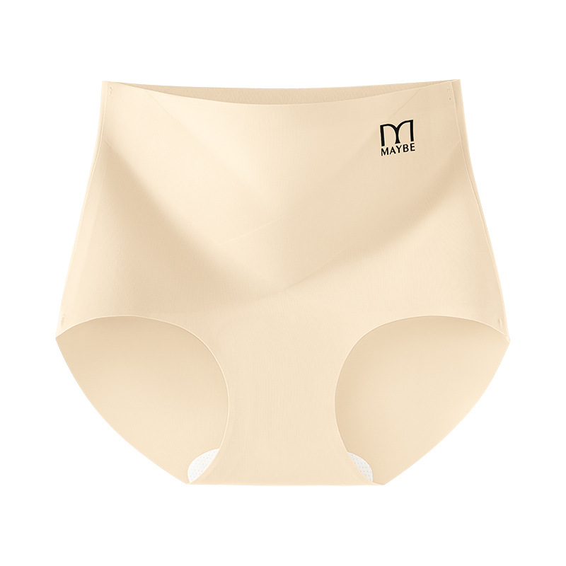 Ropa interior de cintura alta, pantalones de piel de leche con entrepierna antibacteriana para mujer, abdomen invisible sin costuras, sin caderas, calzoncillos transpirables de seda de hielo para mujer