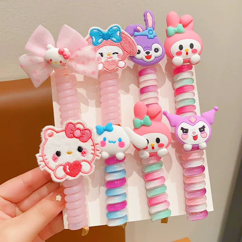 Sanrio, электрический телефон, детская заколка для волос, эластичная веревка для волос