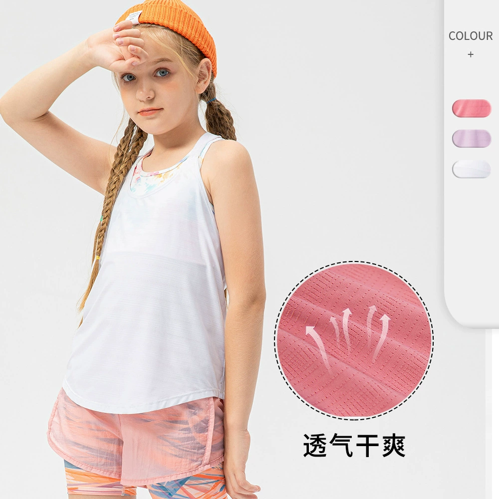 Детская летняя спортивная блузка, нейлоновая свободная Спортивная жилетка Ice Sense, топ для бега для йоги для девочек 23103