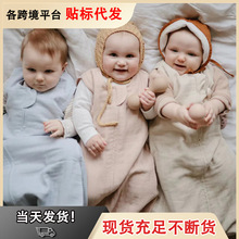 婴儿纱布睡袋背心春夏纯棉薄款式马甲防踢被宝宝新生儿包被跨境