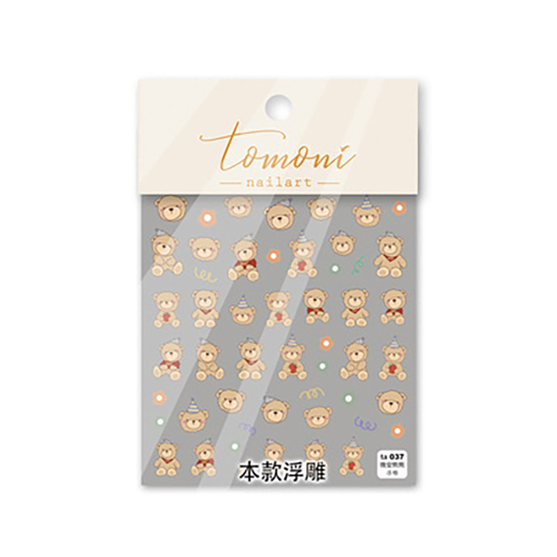 Tomoni en relieve lindo pegatinas de uñas japonés 5d tridimensional hueco de dibujos animados bolsa de estrella de uñas patrón de conejo expuesto