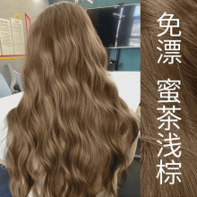 蜜茶浅棕色染发剂2025流行色自己在家染头发膏免漂植物黄皮显白女