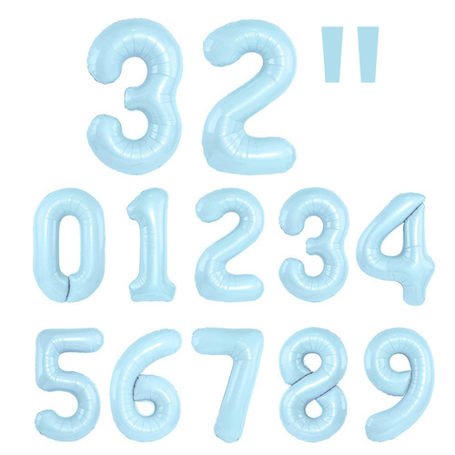 Independent packaging 32-inch US slim body Instagram Xiaohongshu birthday balloons light blue pink party decoration props