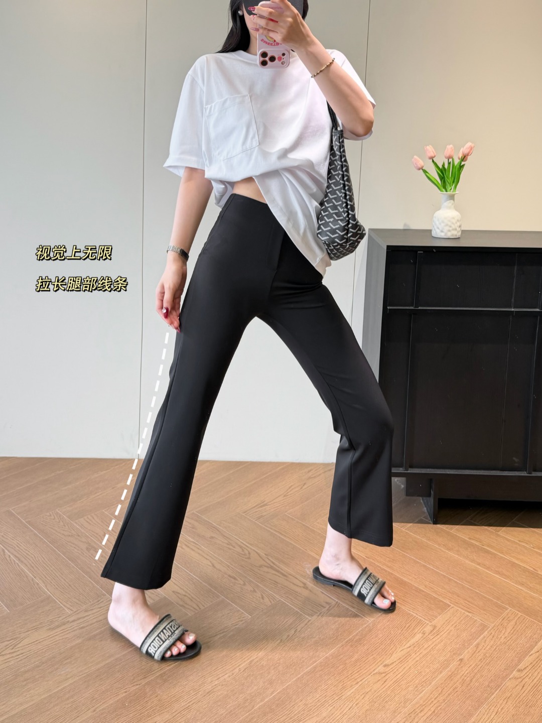 Thin, highly elastic, slightly turned nine-point black pants, casual and versatile, turned-up pants 0613f06