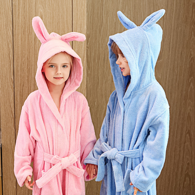 Cross-Border Pure Cotton Bathrobe Kidsren's Autumn and Winter Thick Towel Material Men's and Women's Hooded Bathrobe Absorbent Type a Nightgown Cross-Border Pure Cotton Bathrobe Kidsren's Autumn and Winter Thick Towel Material Men's and Women's Hooded Bathrobe Absorbent Type a Nightgown