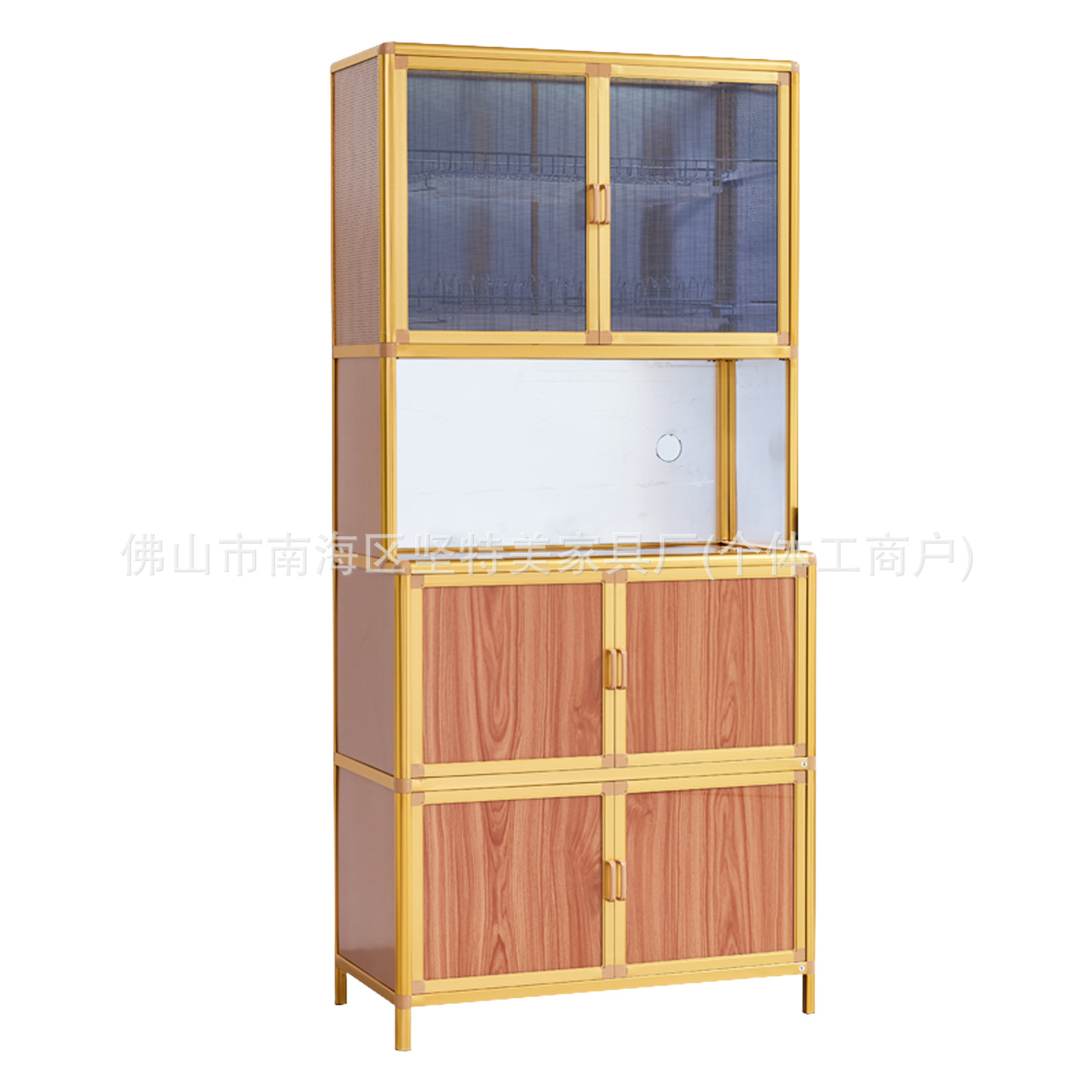 Comercio exterior transfronterizo armario de aleación de aluminio ventana de pantalla cocina armario de vidrio temperado armario de almacenamiento armario de almacenamiento