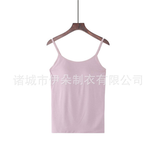 Modal camisole with breast pads, one-cup bra, loose large size inner layer, summer outer wear for women
