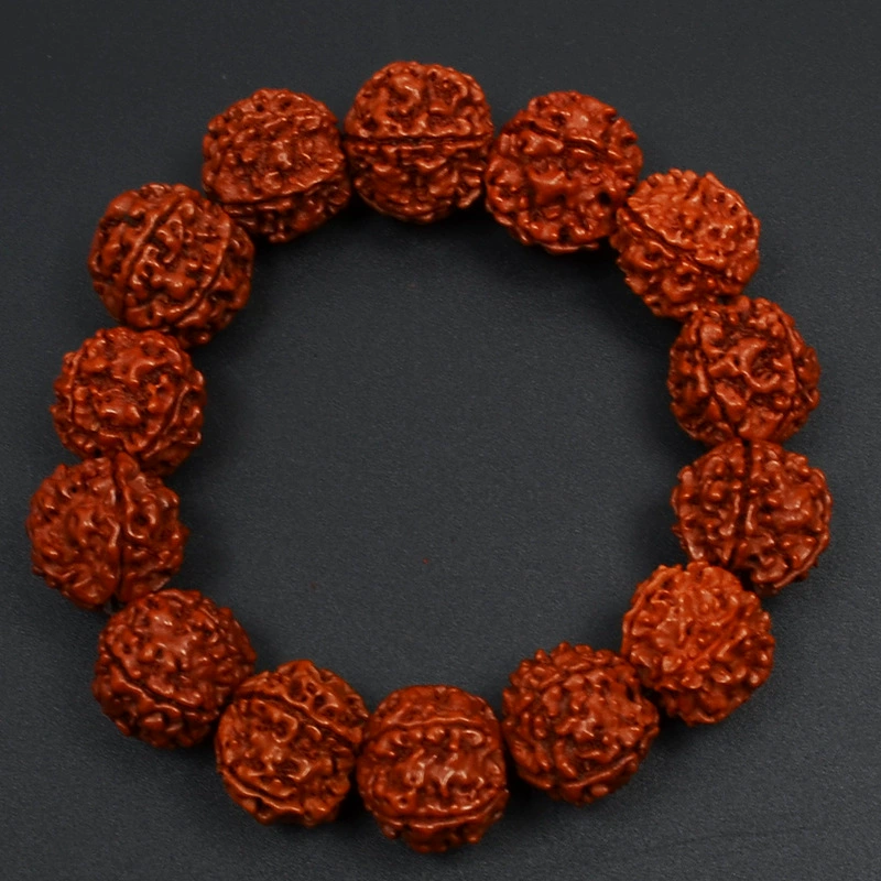 Bodhi Rosary Bracelet, Walnut Round Beads, Multiple Diameters 8–20 mm, Hand-Strung