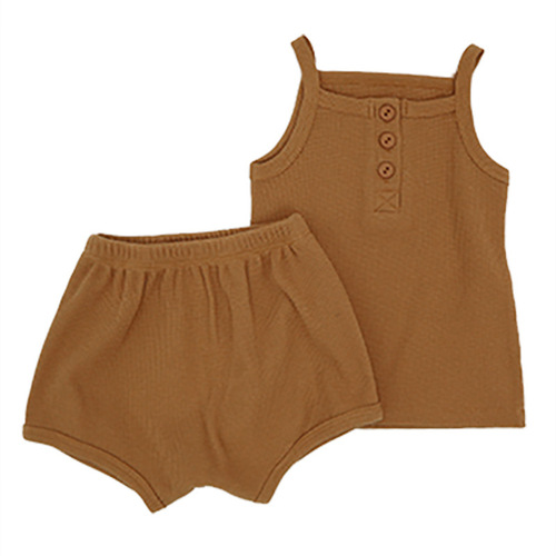 Newborn summer clothes, baby summer waffle tank top shorts suit, summer baby home clothes